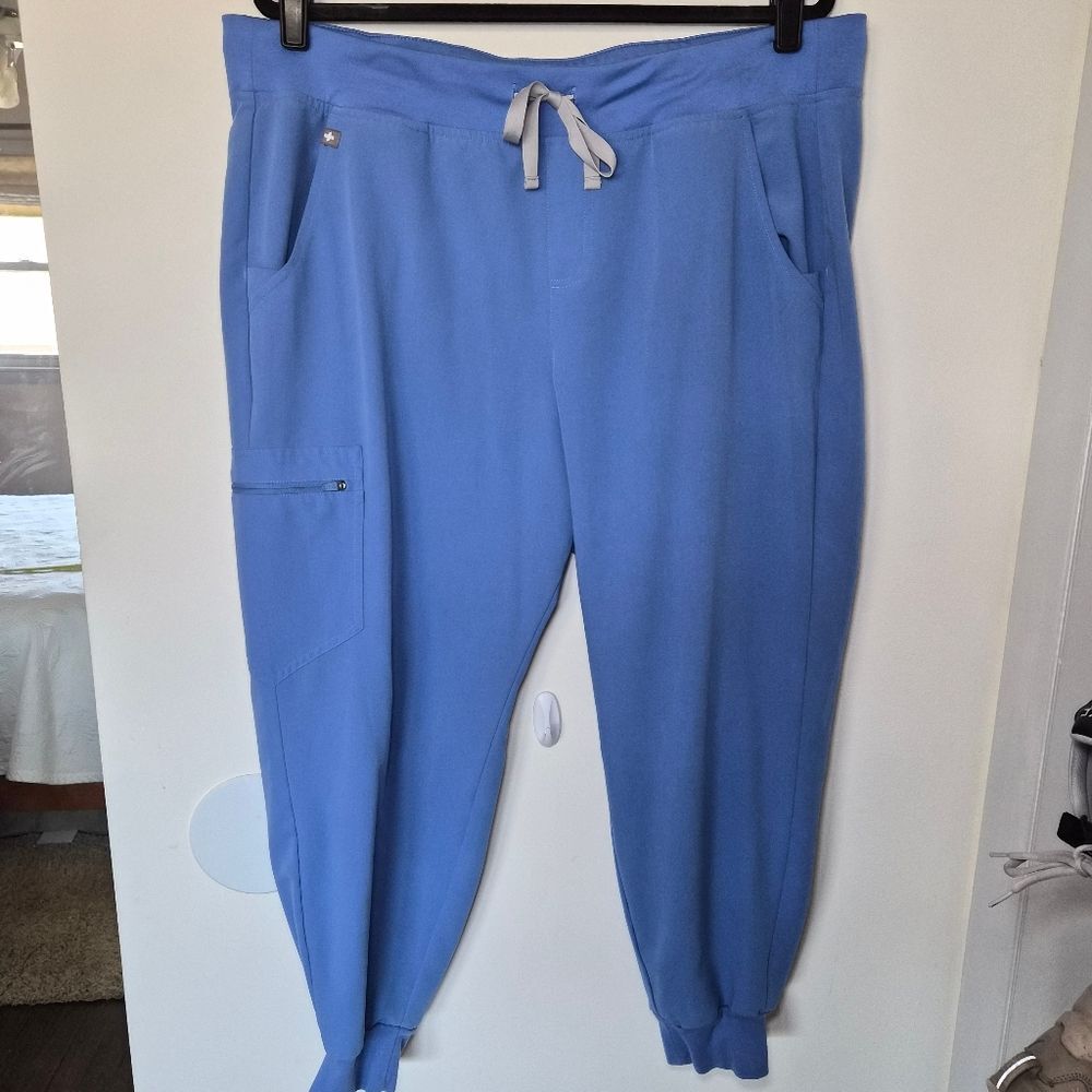 VGUC FIGS Zamora Jogger Scrub Pants Ceil Blue Women’s X large PETITE - Picture 2 of 15